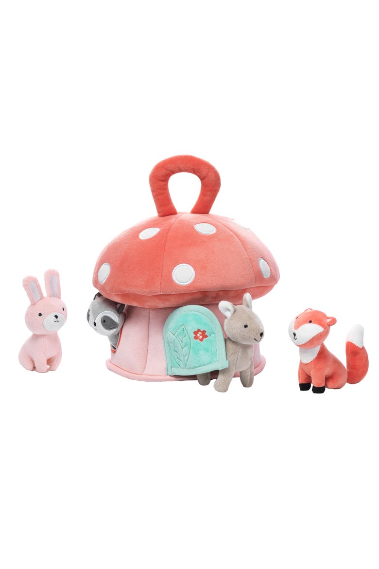 Interactive Plush Mushroom House with Stuffed Animal Toys, Alternate, color, Coral Multicolor