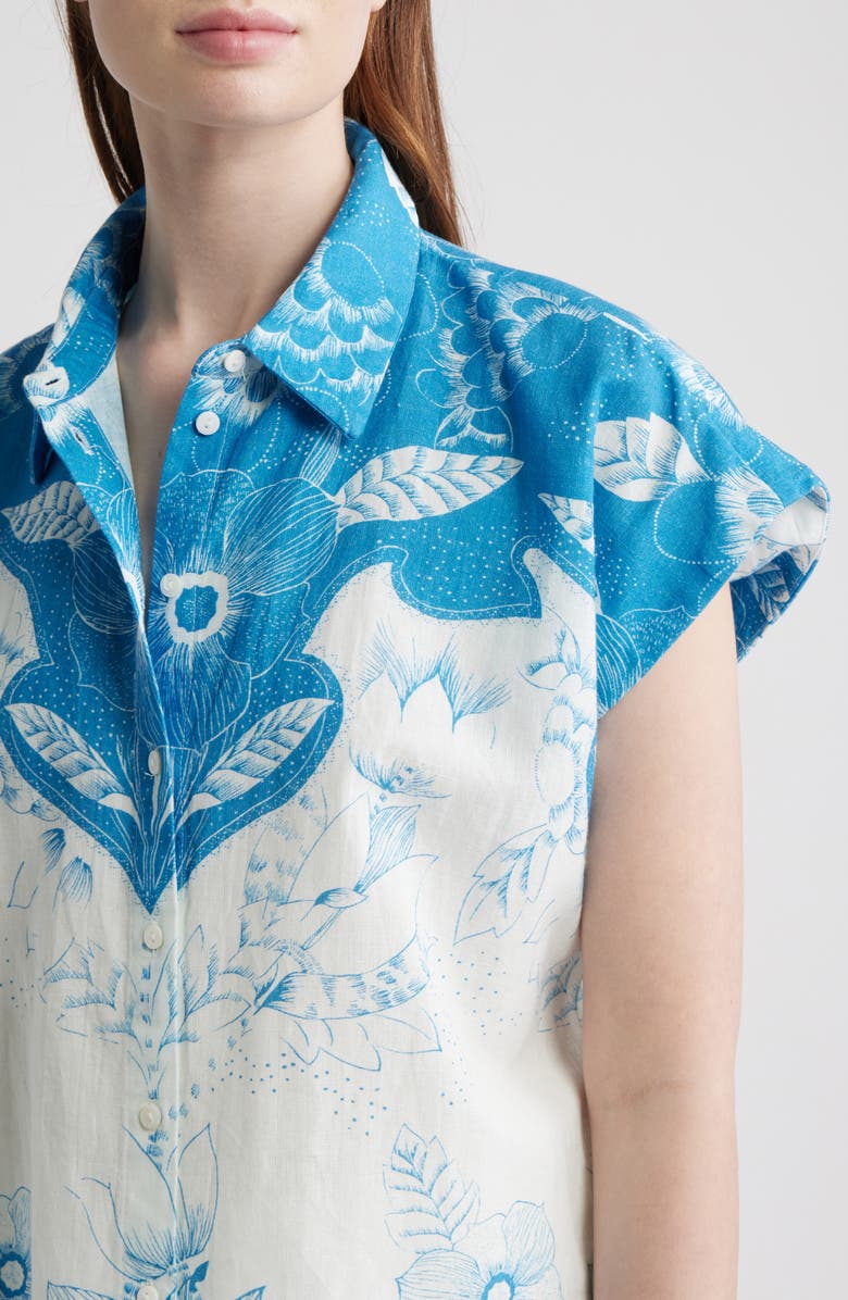 Cleobella Simone Cotton & Linen Button-Up Shirt, Alternate, color, Celestia Print