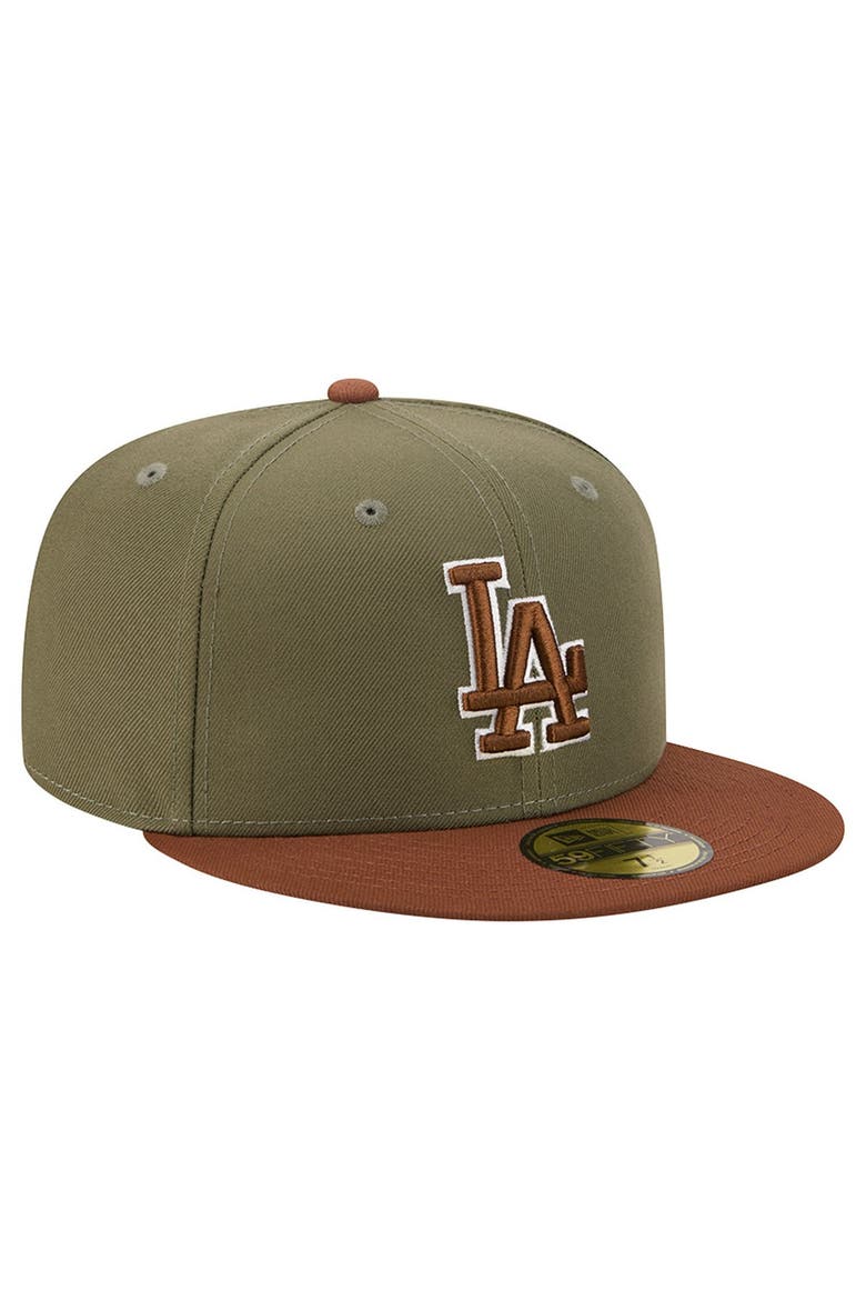 Men's New Era Olive/Brown Los Angeles Dodgers Color Pack 59FIFTY Fitted Hat, Alternate, color, Olive