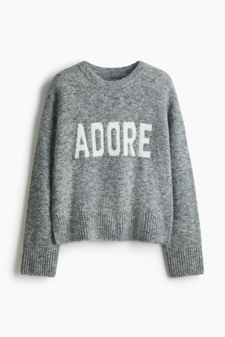 Jacquard-motif Jumper, Alternate, color, Gray melange/Adore