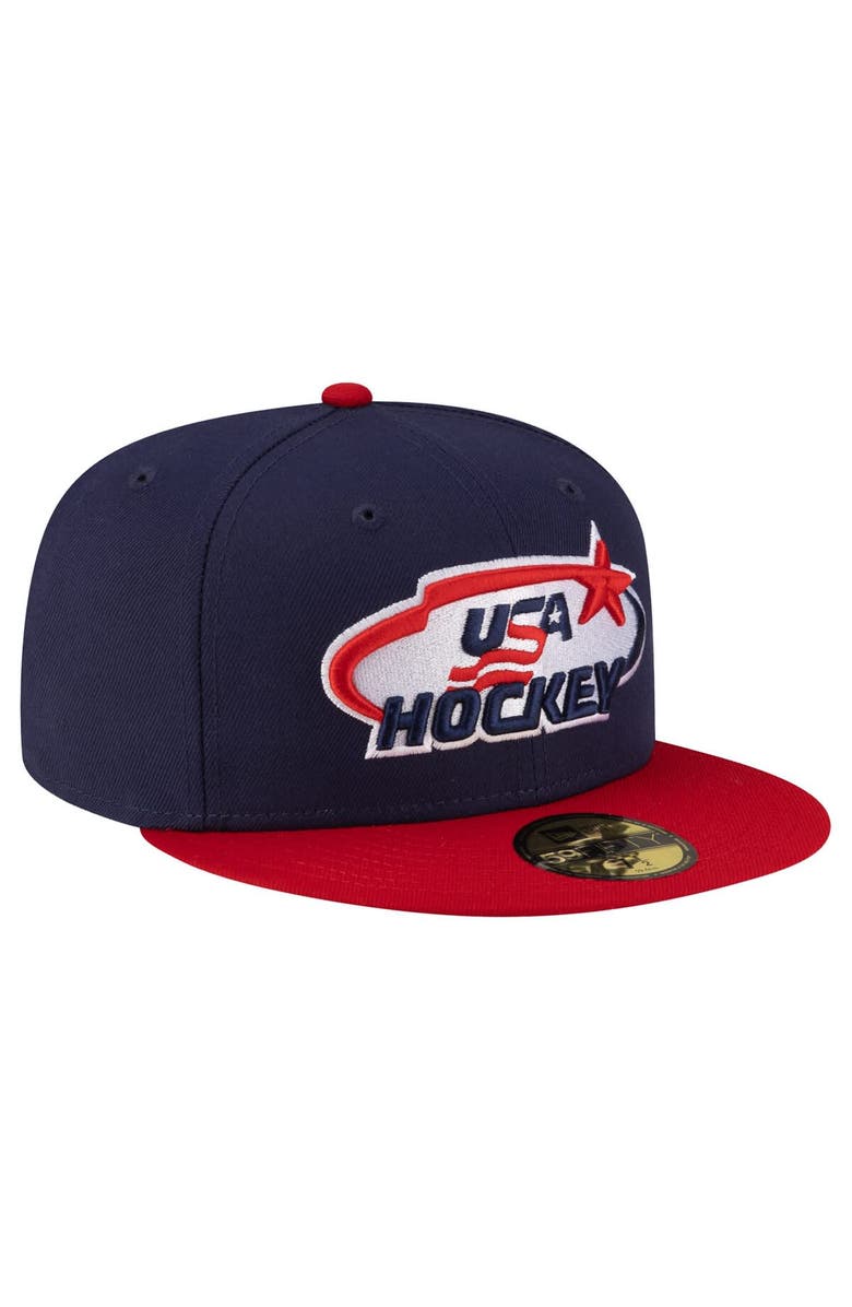 New Era Men's New Era Navy/Red US Hockey 2-Tone 59FIFTY Fitted Hat, Alternate, color, Navy