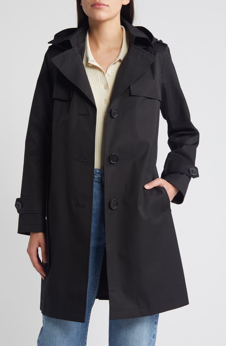 Sam Edelman Cotton Blend Trench Coat with Removable Hood, Alternate, color, 