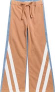 Tractr Kids' Mixed Media Track Stripe Wide Leg Jeans