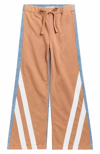 Kids' Mixed Media Track Stripe Wide Leg Jeans