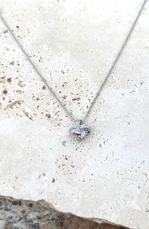 Adornia Cubic Zirconia Braided Knot Pendant Necklace In Metallic
