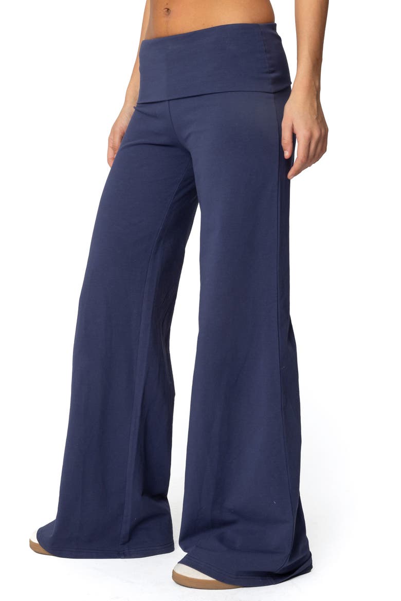Wide Leg Foldover Pants, Alternate, color, NAVY