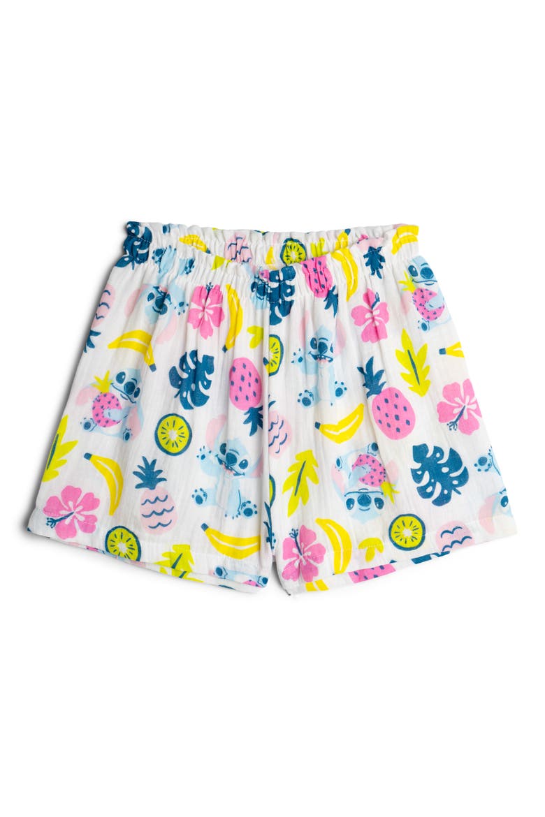 Lilo & Stitch 2-Piece Short Sleeve Tee and Gauze Shorts Set, Alternate, color, Pink White Stitch