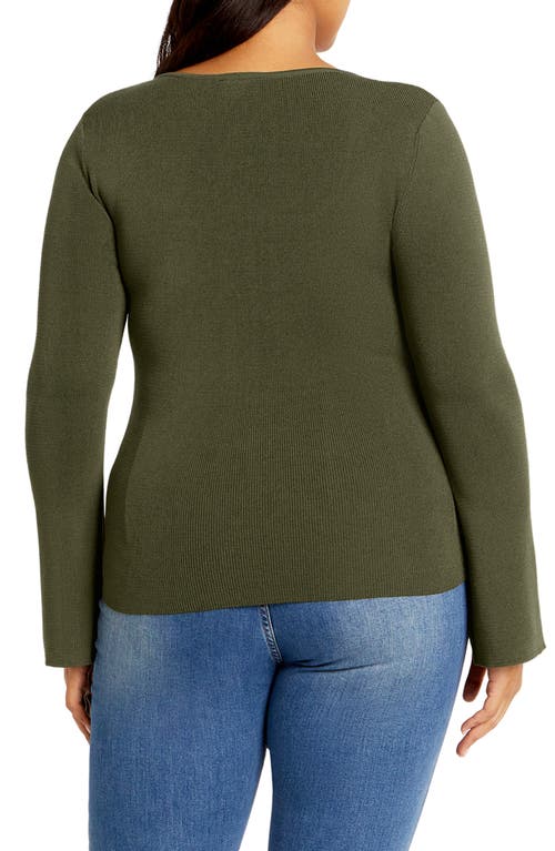 City Chic Brooklyn Rib Sweater In Green