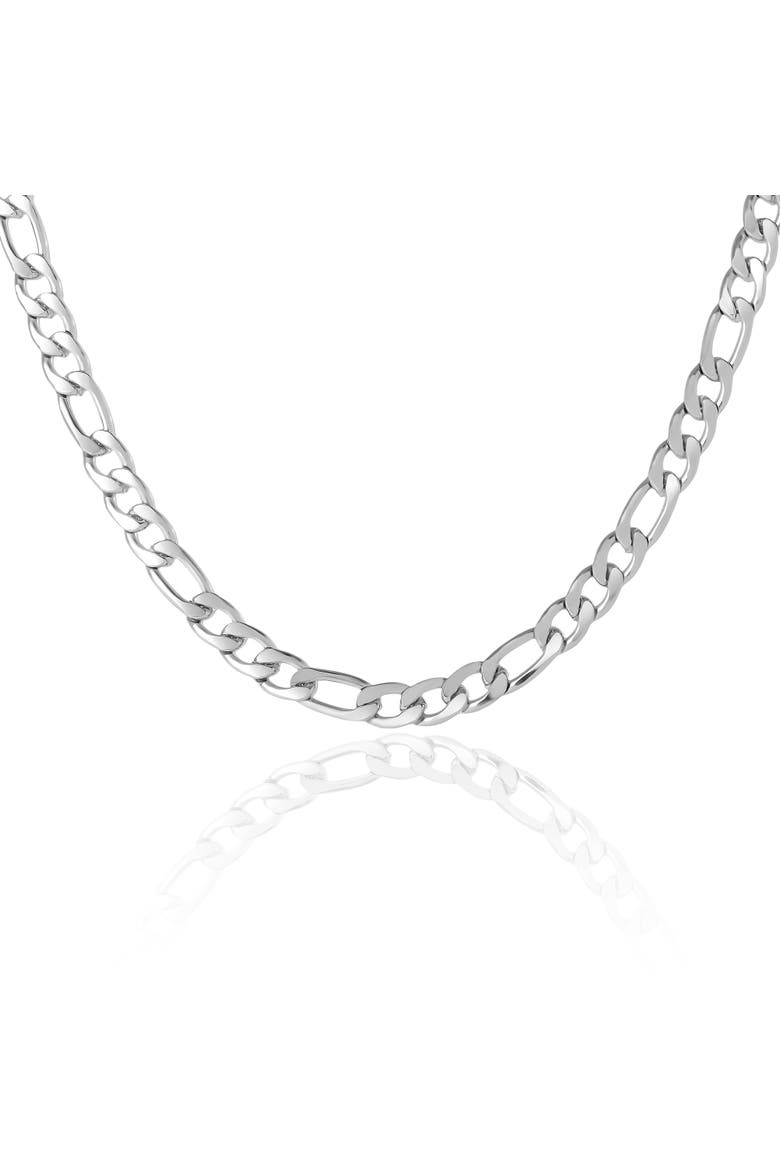 Men's Figaro Chain Necklace, Silver-Tone 22'' Links, Main, color, Metallic Silver