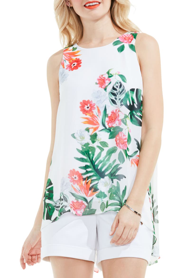 Havana Tropical High/Low Blouse, Main, color, ULTRA WHITE