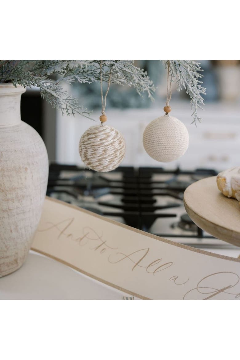 Natural Jute Wrapped Christmas Ornaments, Alternate, color, Earth tones