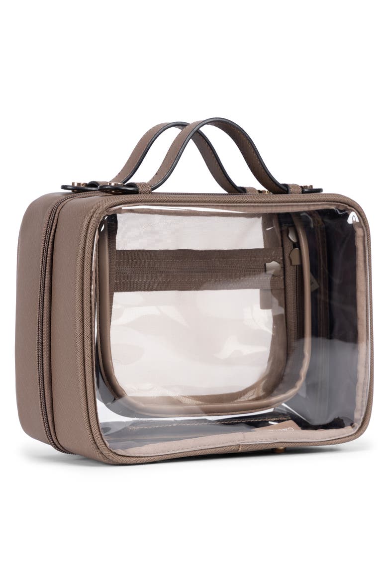 Medium Clear Cosmetics Case, Alternate, color, MOCHA
