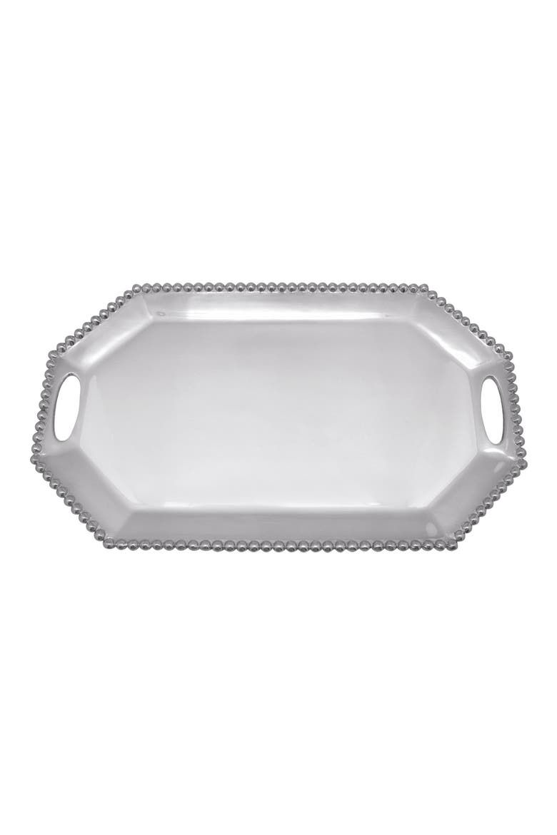 Large Pearled Platter, Main, color, SILVER