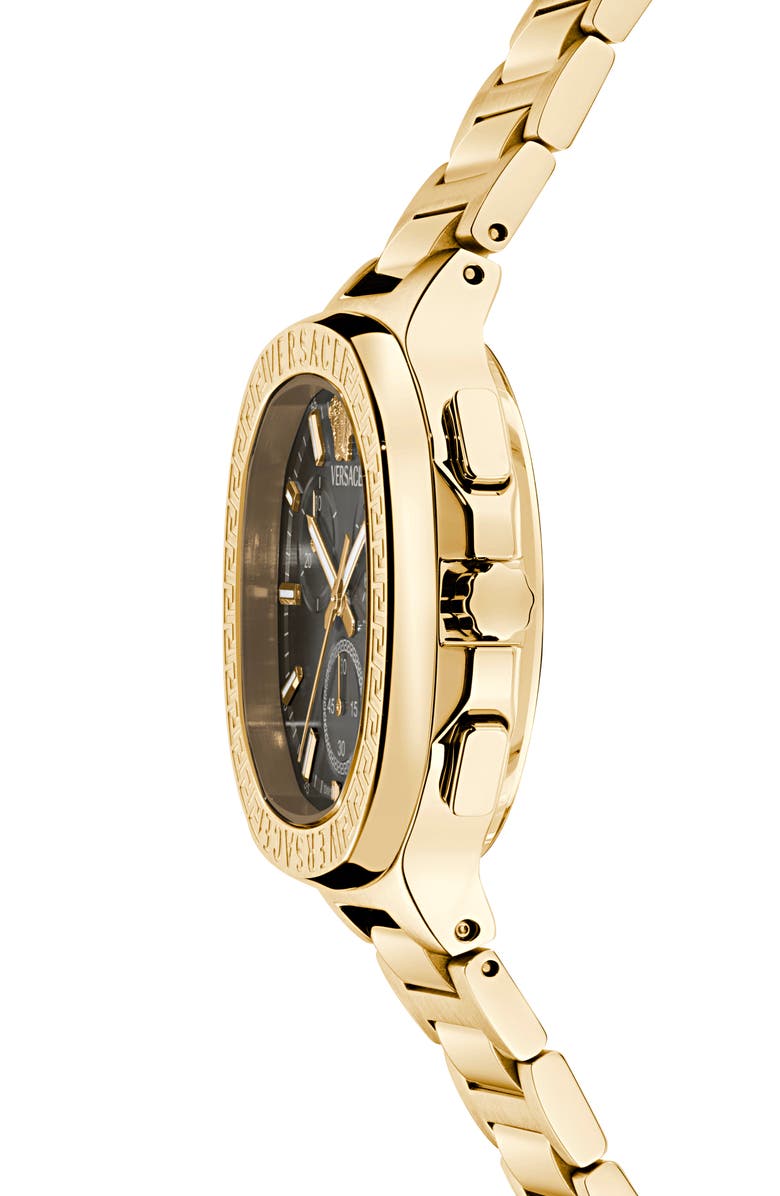 Versace V-Chrono Square Swiss Quartz Bracelet Watch, 40mm, Alternate, color, Black/ Yellow Gold