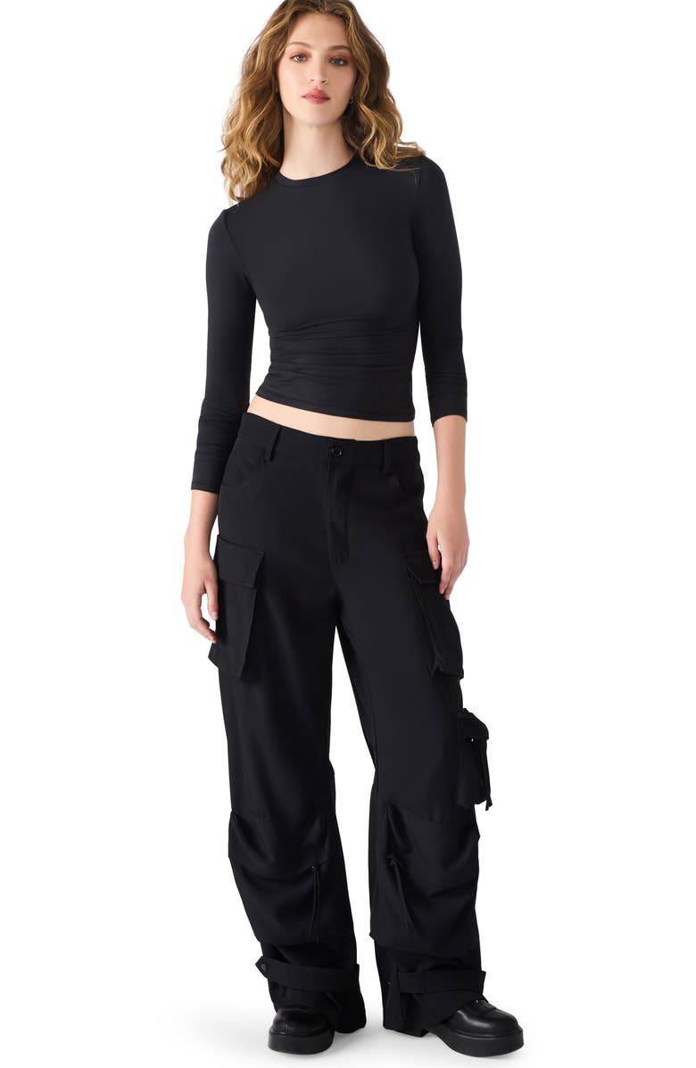 Steve Madden Duo Stretch Suiting Cargo Pants, Alternate, color, Black
