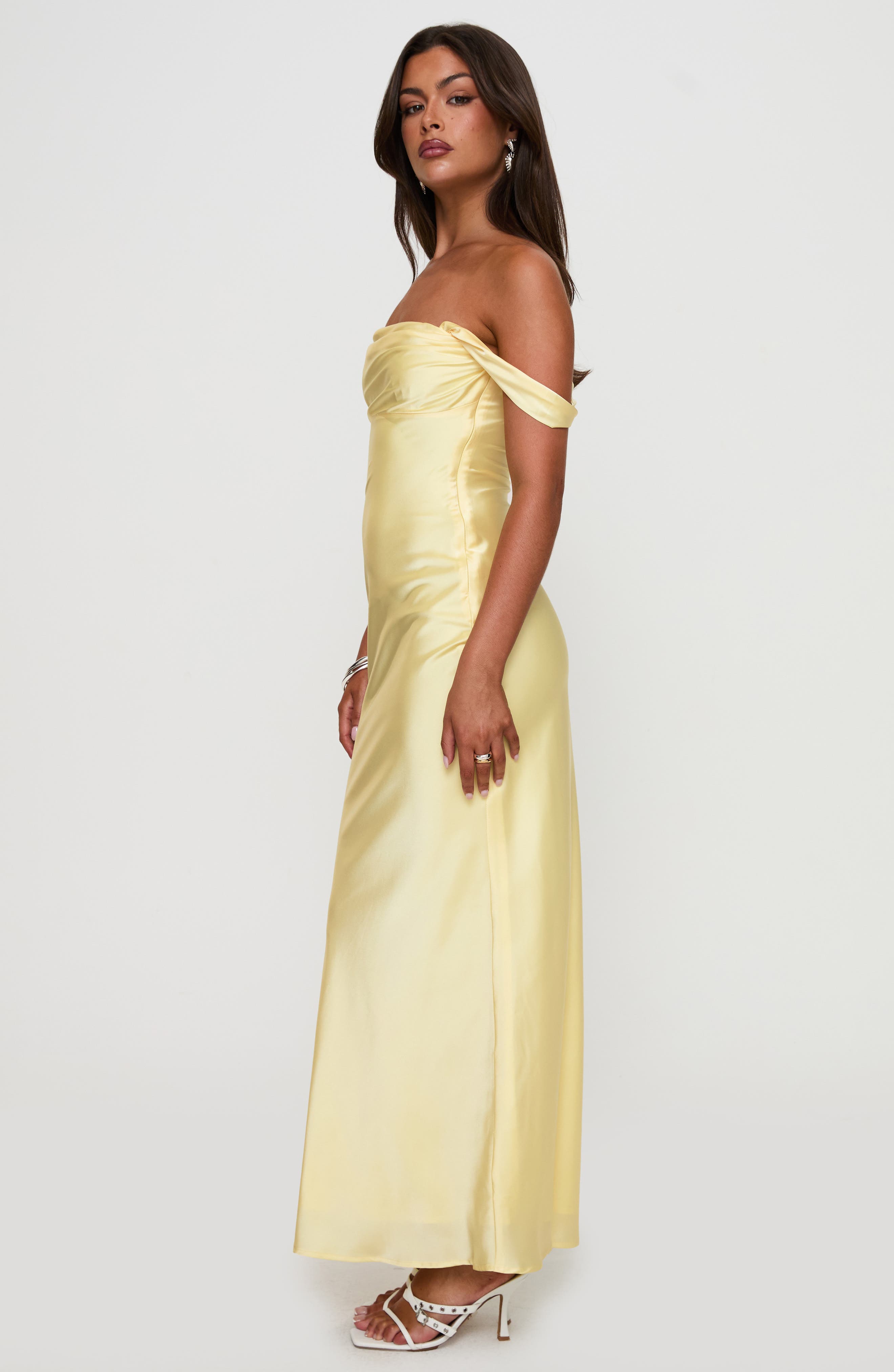 Princess Polly Azura Off the Shoulder Satin Gown (Women) | Nordstromrack