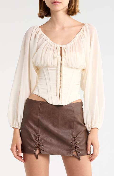 Blouson Sleeve Corset Top