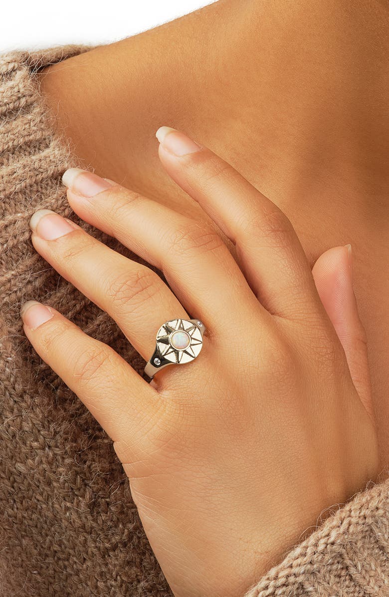 Sterling Forever Sunni Opal Signet Ring, Alternate, color, Silver