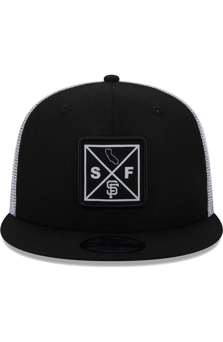 New Era Men's New Era Black San Francisco Giants Vert Squared Trucker 9FIFTY Snapback Hat, Alternate, color,