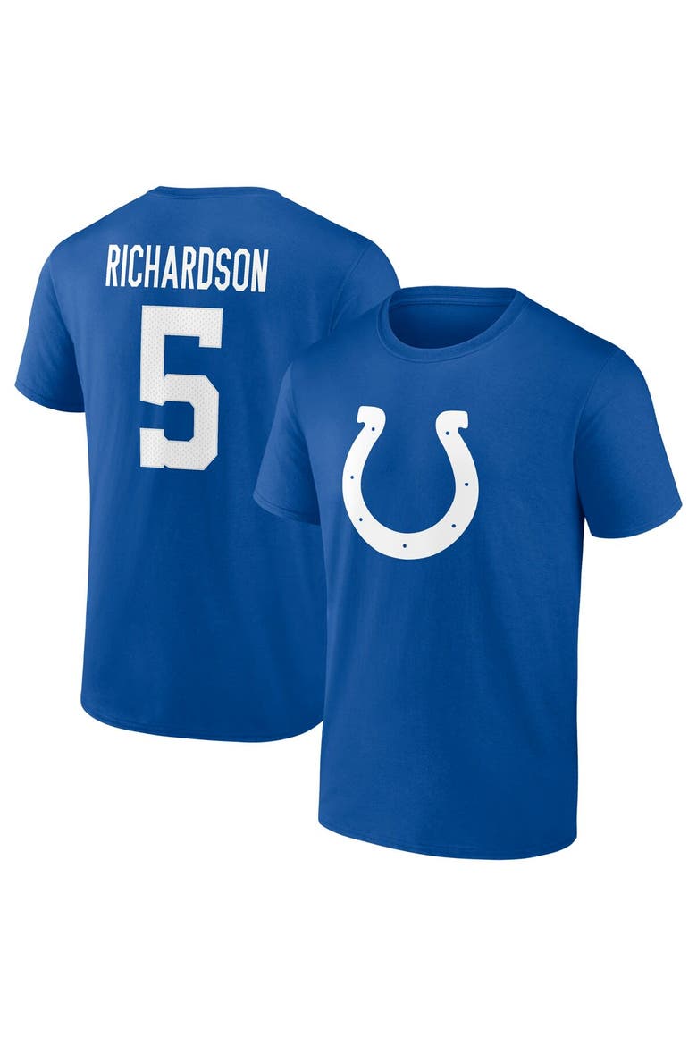 Men's Fanatics Branded Anthony Richardson Royal Indianapolis Colts 2023 NFL Draft First Round Pick Icon Name & Number T-Shirt, Main, color, Royal