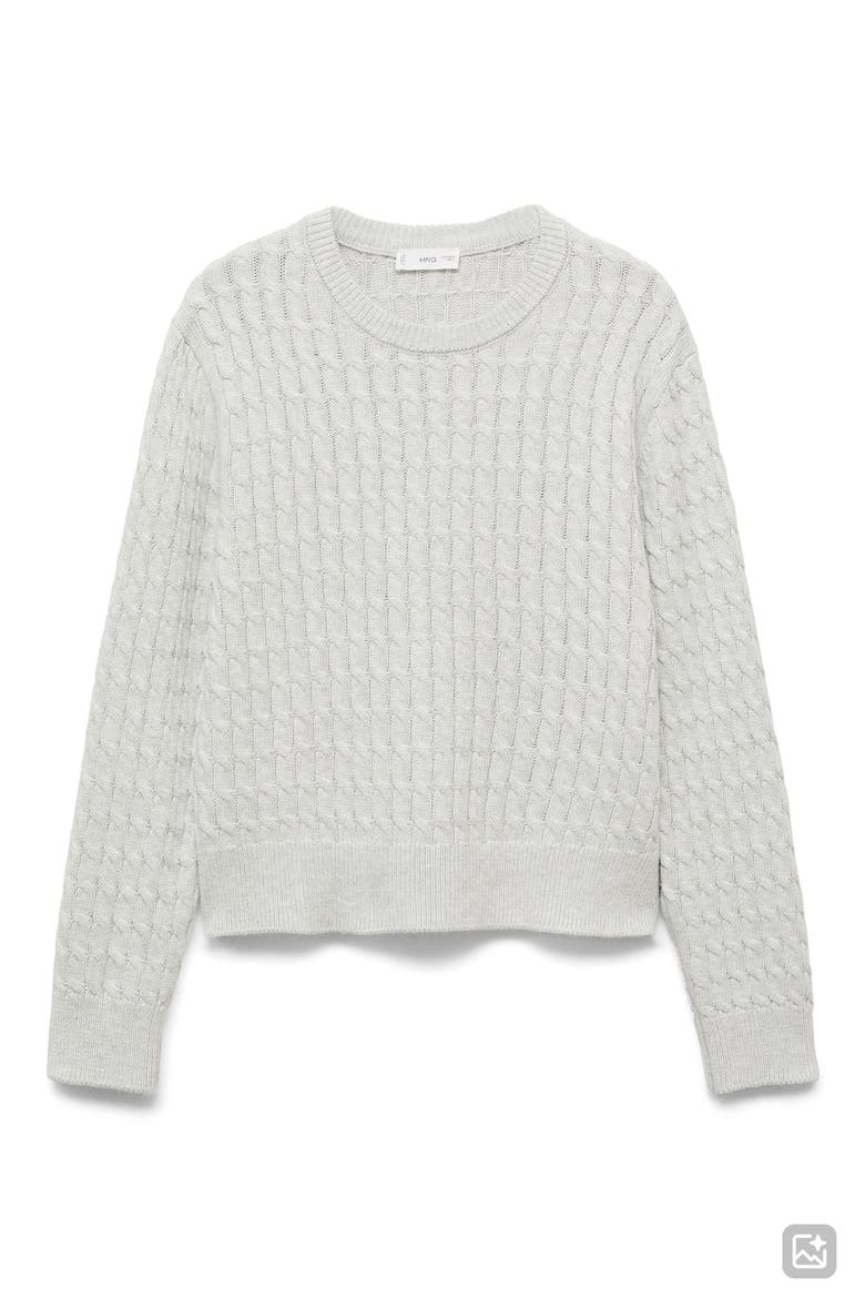 Cable Cotton Blend Sweater, Alternate, color, MEDIUM HEATHER GREY