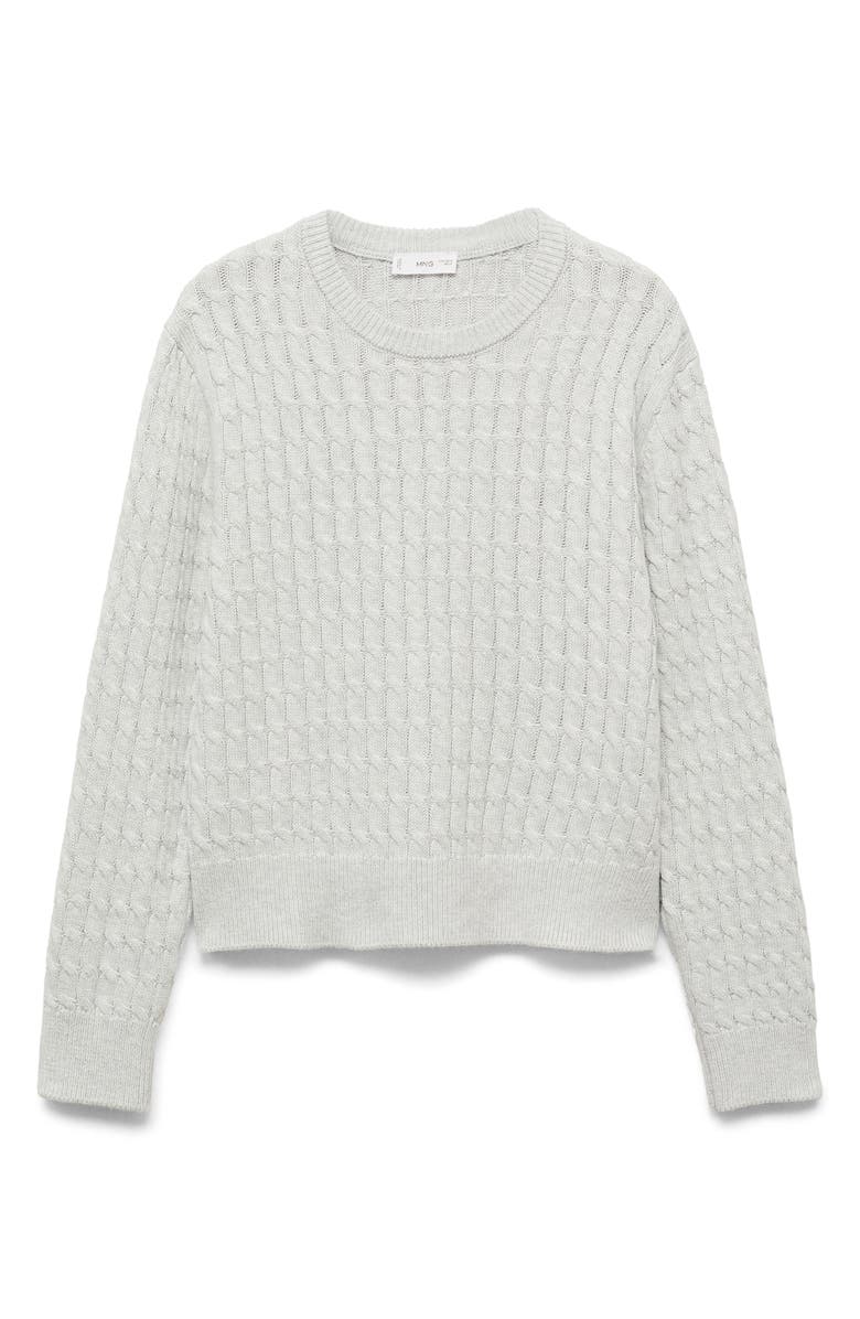 MANGO TEEN Cable Cotton Blend Sweater, Alternate, color, Medium Heather Grey