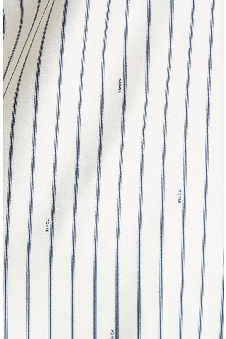 Off the Shoulder Pinstripe Silk Blouse, Alternate, color, IVORY/ NAVY
