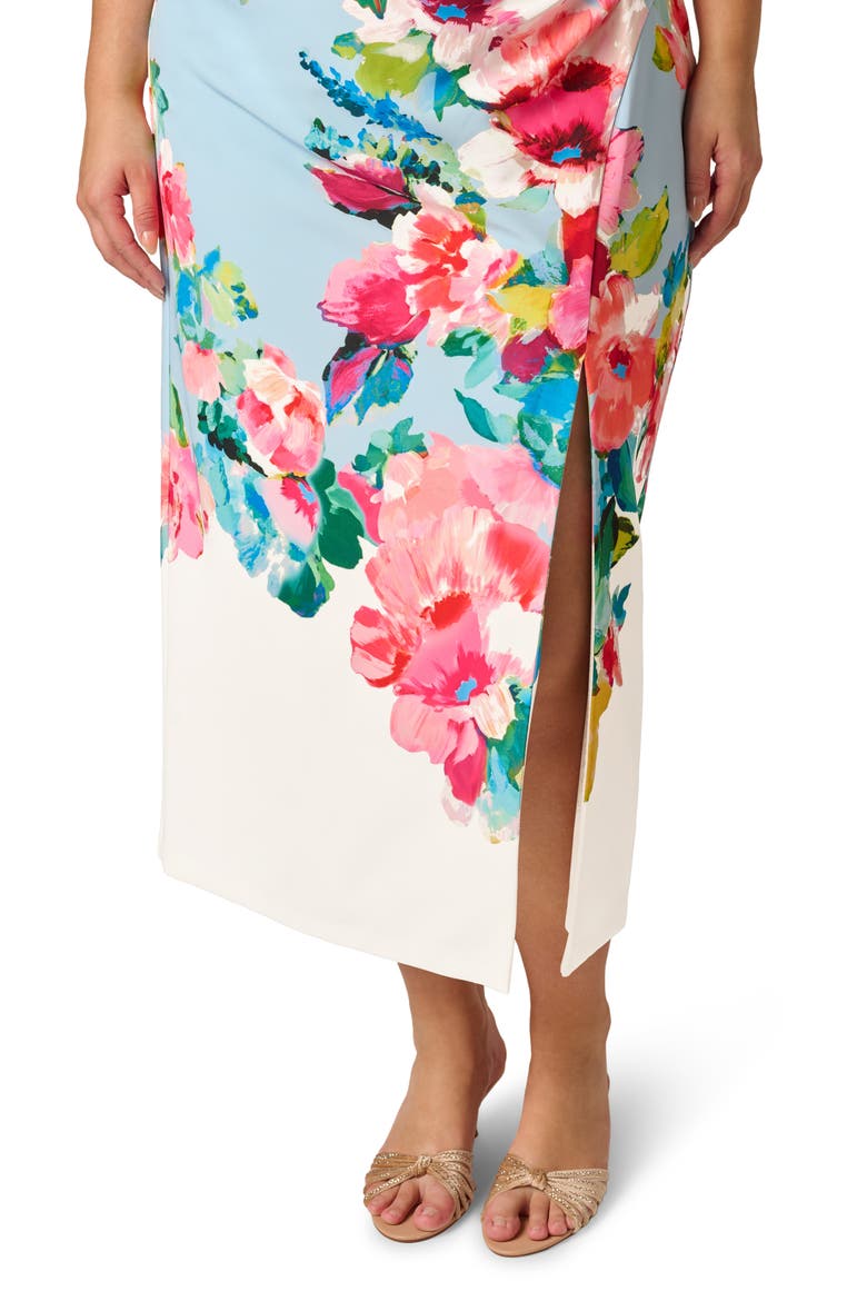 Print One-Shoulder Gown, Alternate, color, BLUE MULTI