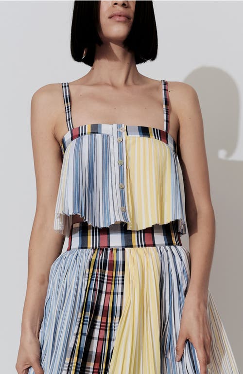 De Loreta Gabriela Spaghetti Strap Pleat Cotton Top In Multi