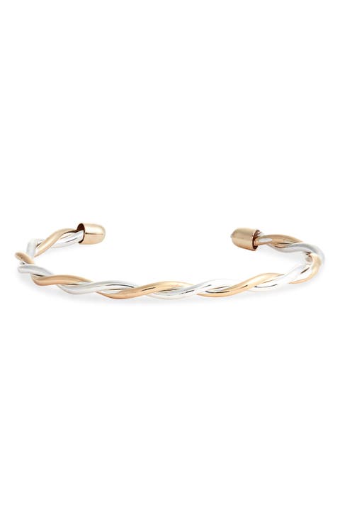 Twisted Wire Two Tone Cuff Bracelet