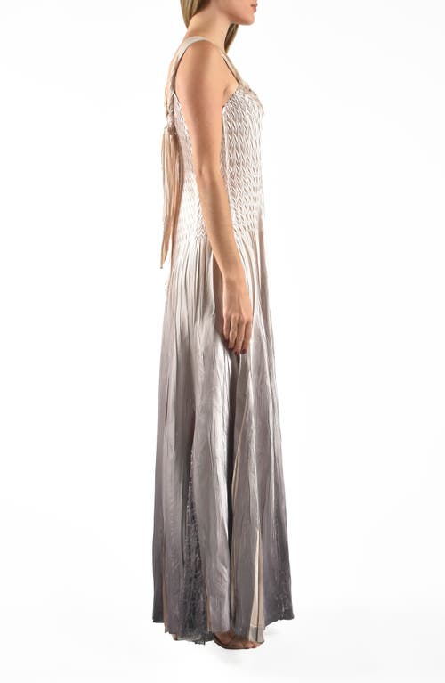 Shop Komarov Ombré Charmeuse & Chiffon Gown In Beach Cafe Ombre