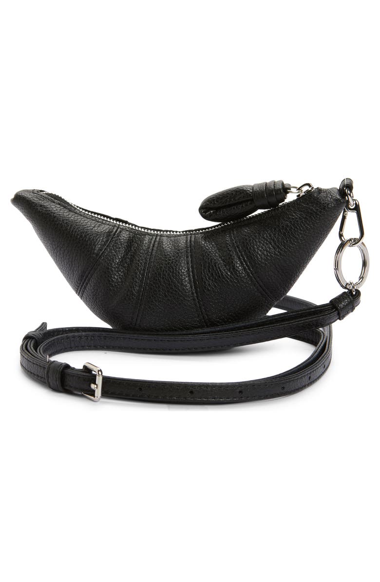 Lemaire Croissant Leather Crossbody Coin Purse, Alternate, color, Black
