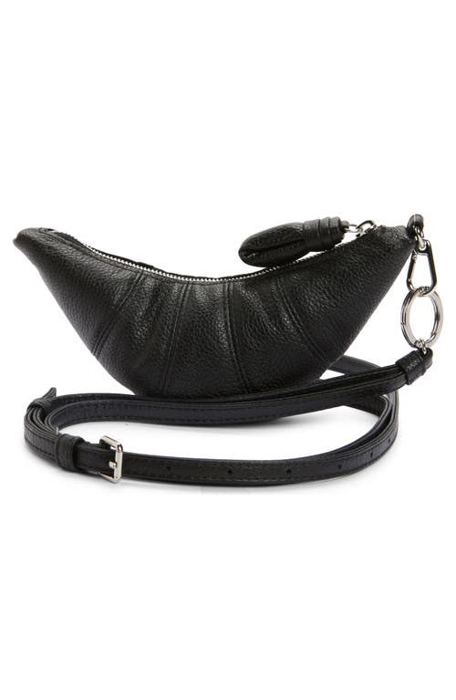 Lemaire Croissant Leather Crossbody Coin Purse In Black