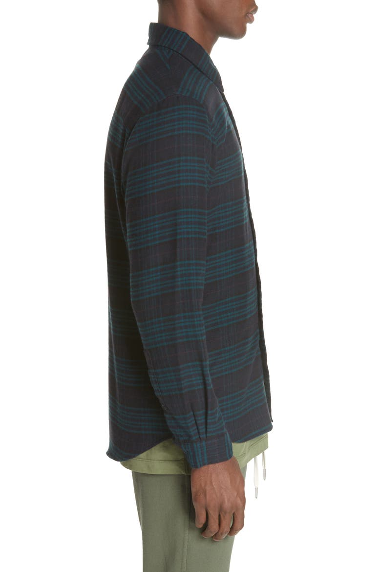Plaid Flannel Shirt, Alternate, color, NAVY