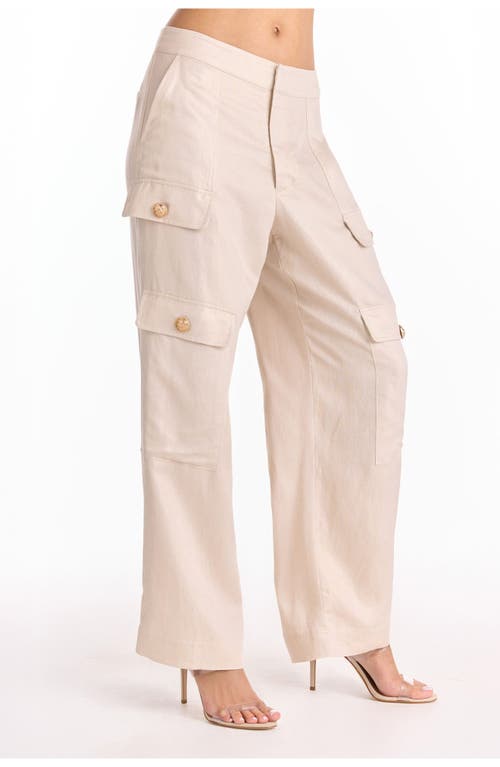 The Noli Shop Milan Linen Shimmer Cargo Pant In Neutral