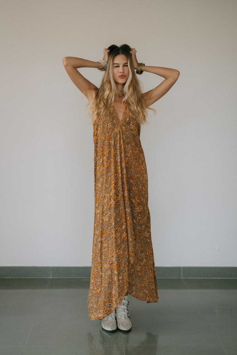 Classic Silk Dress Layla, Main, color, Orange