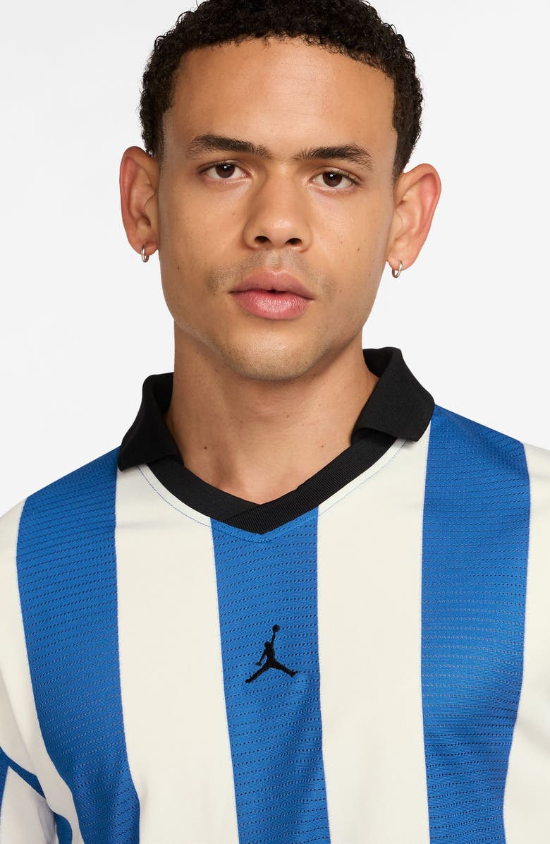 Jordan Brooklyn Collegiate Stripe Goalie Top, Alternate, color, Sail/ Sport Blue/ Black