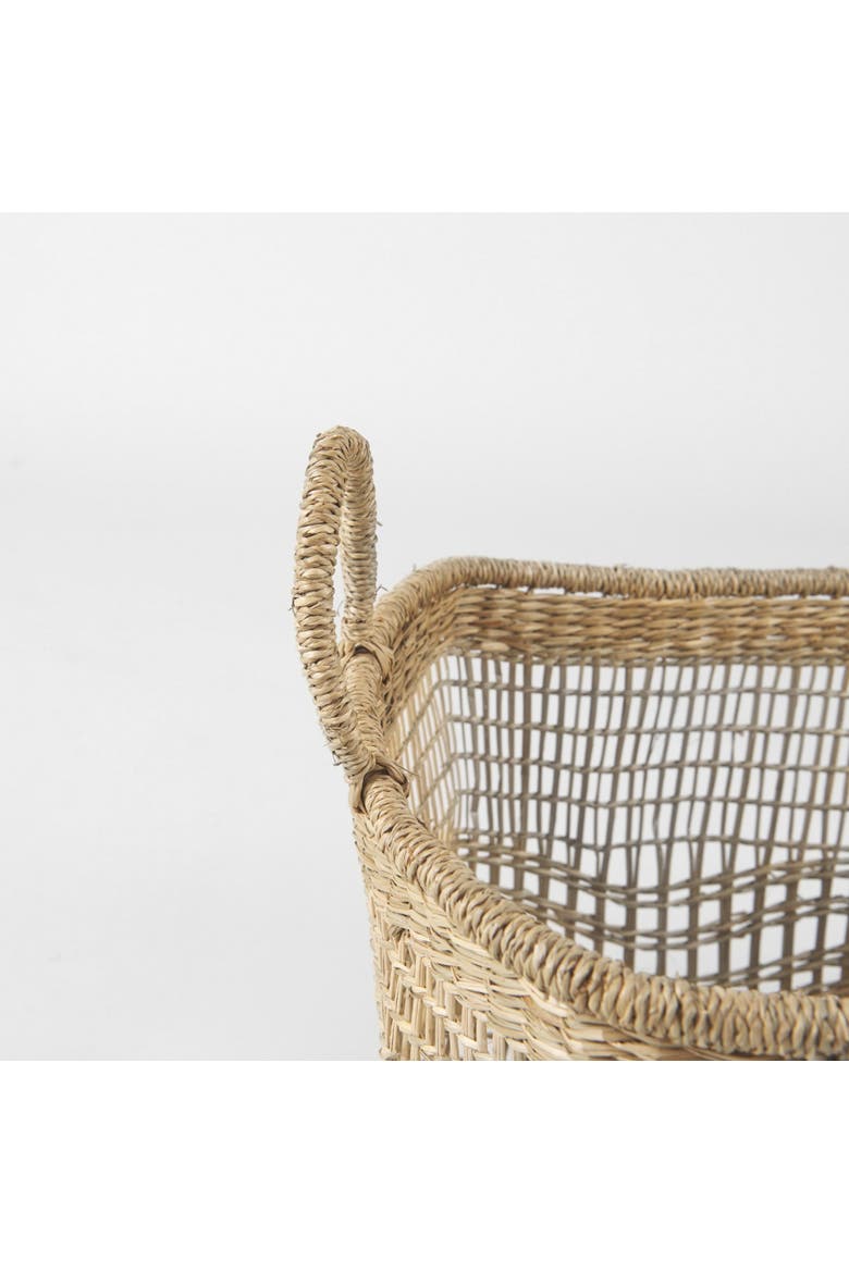 Bellisa Seagrass Rectangular Basket W/ Handles, Alternate, color, Brown