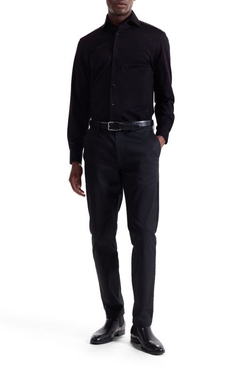 Bugatchi Devon Ooohcotton® Mélange Button-up Shirt In Black