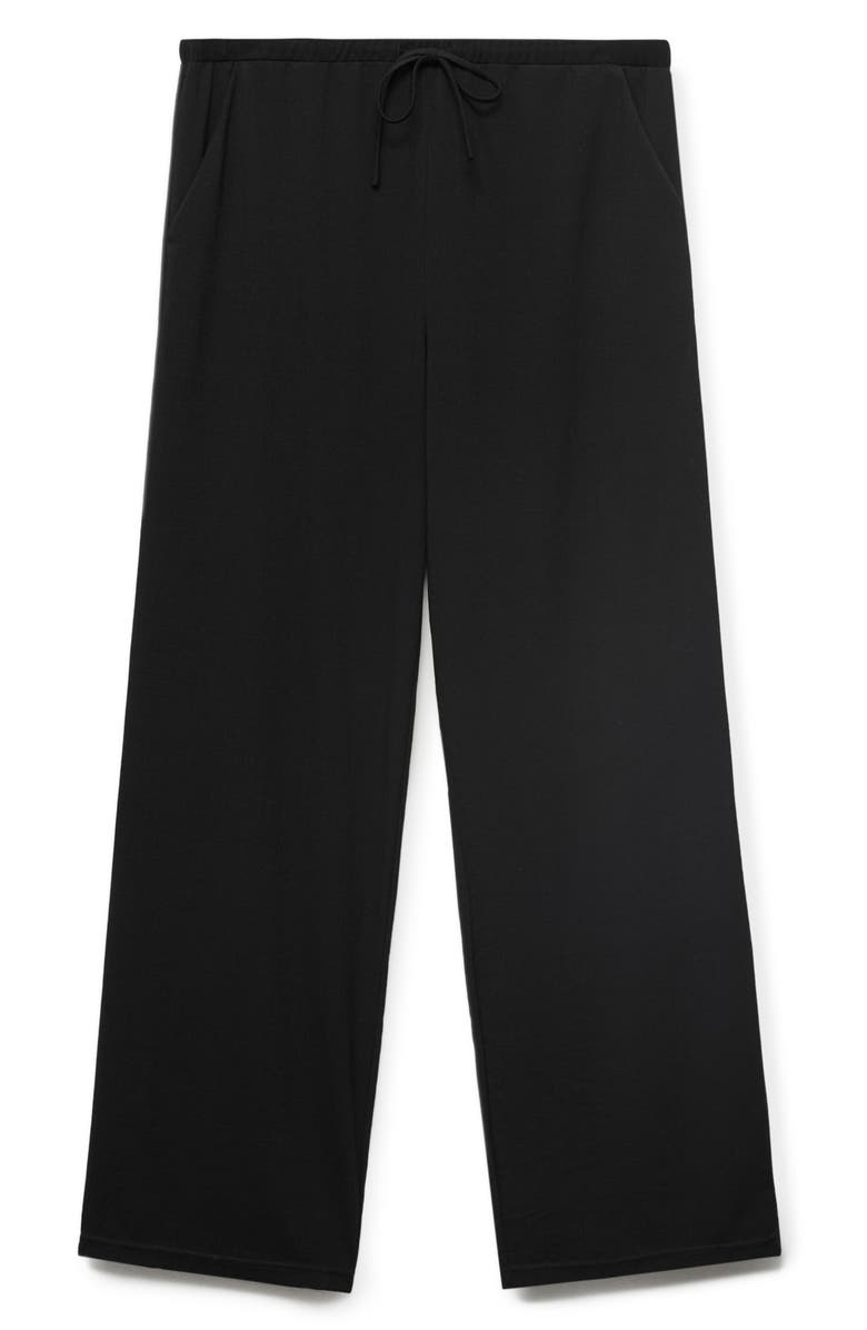 MANGO Drawstring Straight Leg Pants, Alternate, color, Black