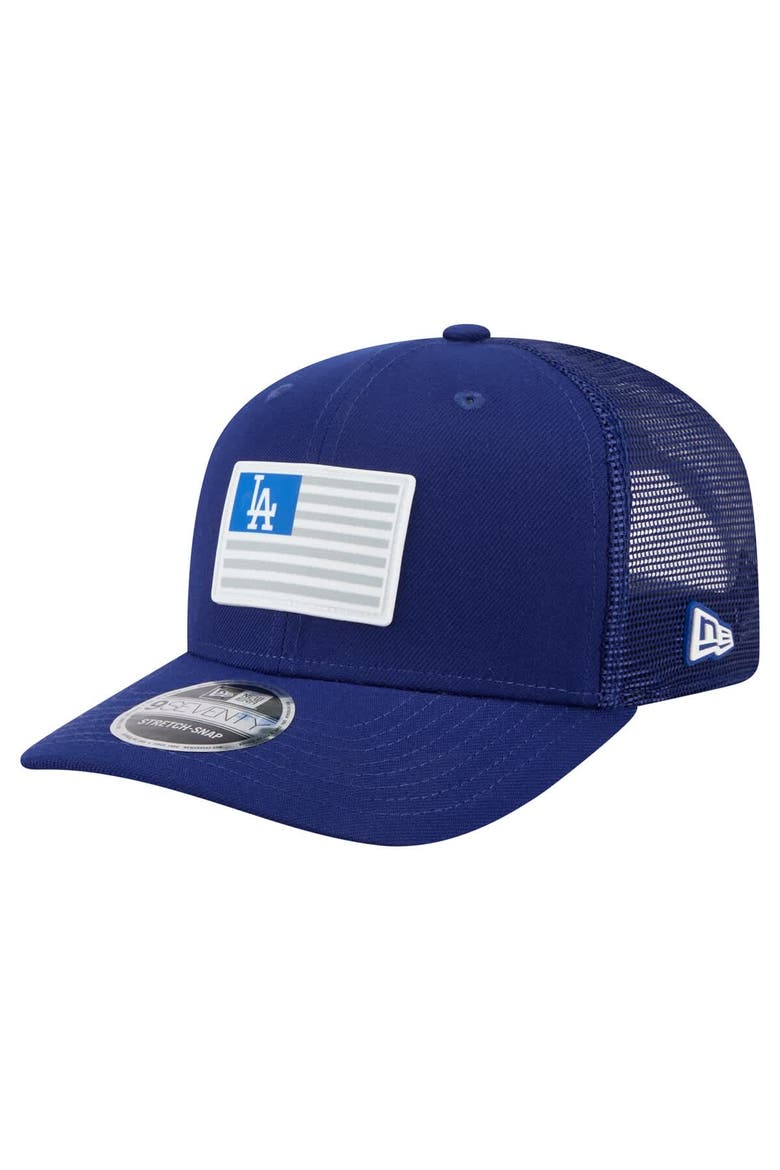 Men's New Era Royal Los Angeles Dodgers Flag 9SEVENTY COOLERA Stretch-Snap Hat, Main, color, Royal