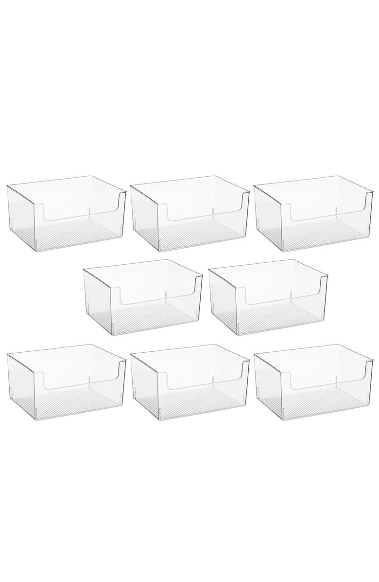 mDesign Household Plastic Storage Organizer Bin with Open Front - 8 Pack - Clear, Main, color, Clear