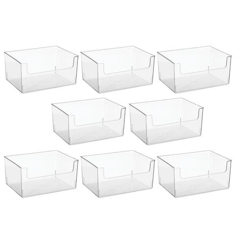 Household Plastic Storage Organizer Bin with Open Front - 8 Pack - Clear