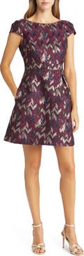 Vince Camuto Metallic Jacquard Fit & Flare Dress