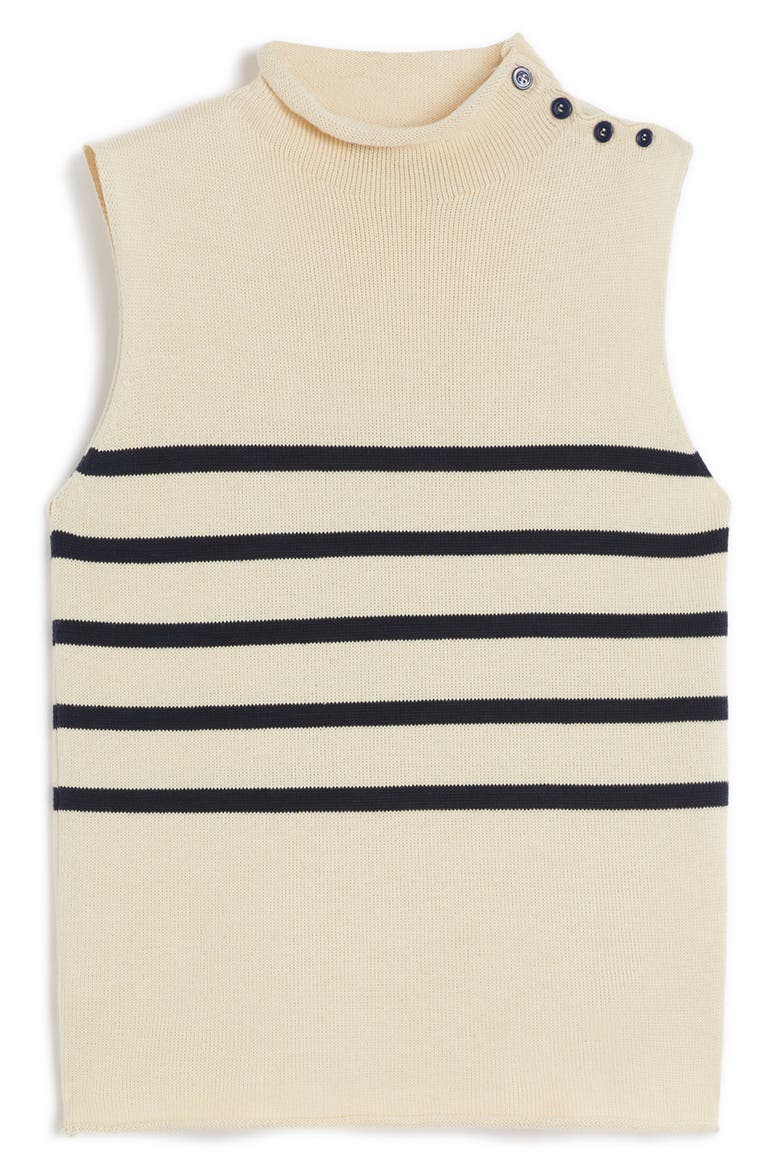 Trofeo Placed Stripe Sleevless Cotton Sweater, Alternate, color, IVORY