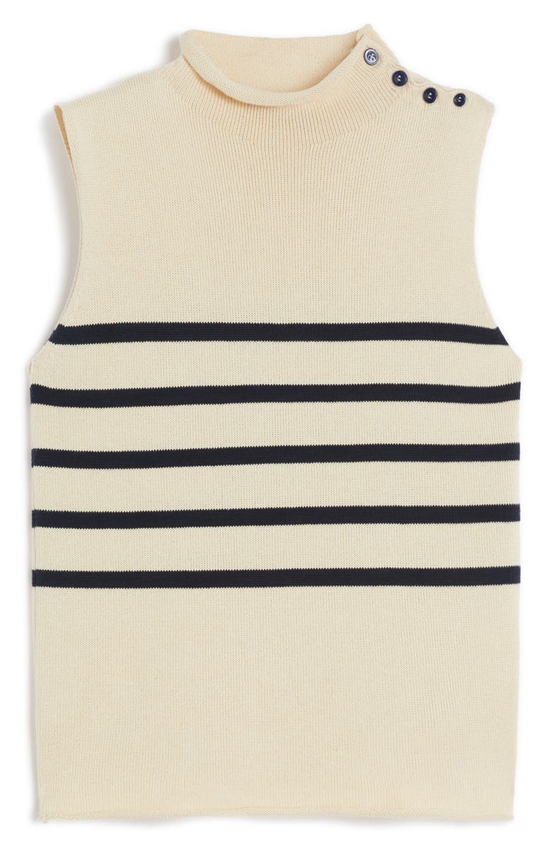 Weekend Max Mara Trofeo Placed Stripe Sleevless Cotton Sweater, Alternate, color, Ivory