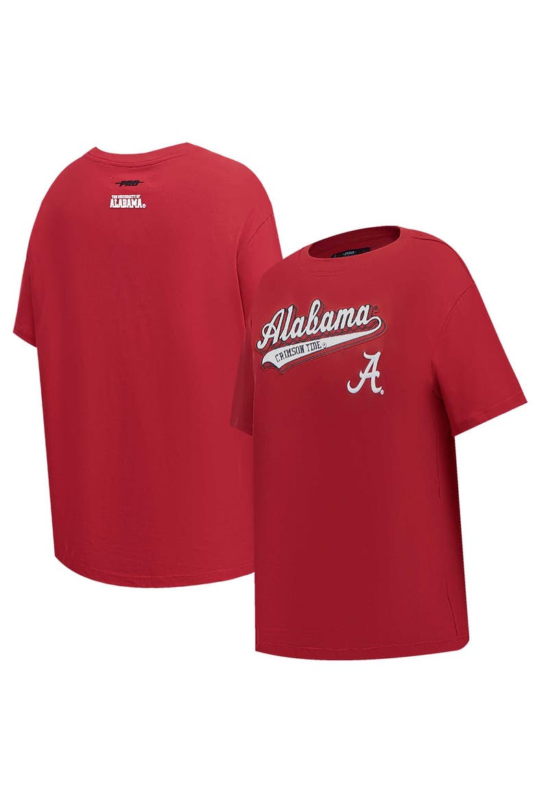 Women's Pro Standard Crimson Alabama Crimson Tide Script Tail Oversized Boyfriend T-Shirt, Alternate, color, Crimson
