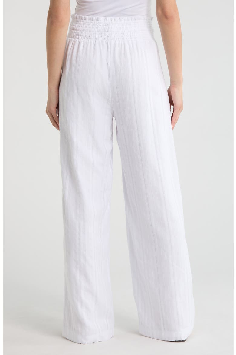 Meadow Embroidered Cotton Drawstring Pants, Alternate, color, WHITE