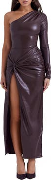 HOUSE OF CB Octavia One-Shoulder Faux Leather Dress