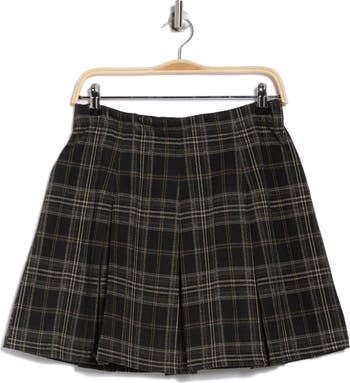 Plaid Pleated Knit Skirt